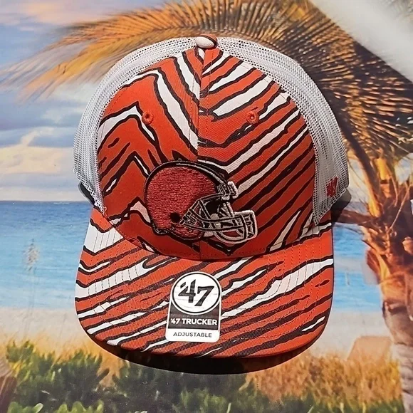 Cleveland‎ Browns Trucker Hat Cap Zubaz 47 Brand NWT - Picture 3 of 8